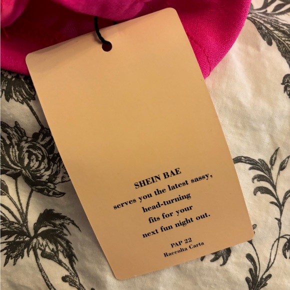 shein bae cut out rhinestone trim split hem bodycon dress - hot pink - Picture 3 of 7